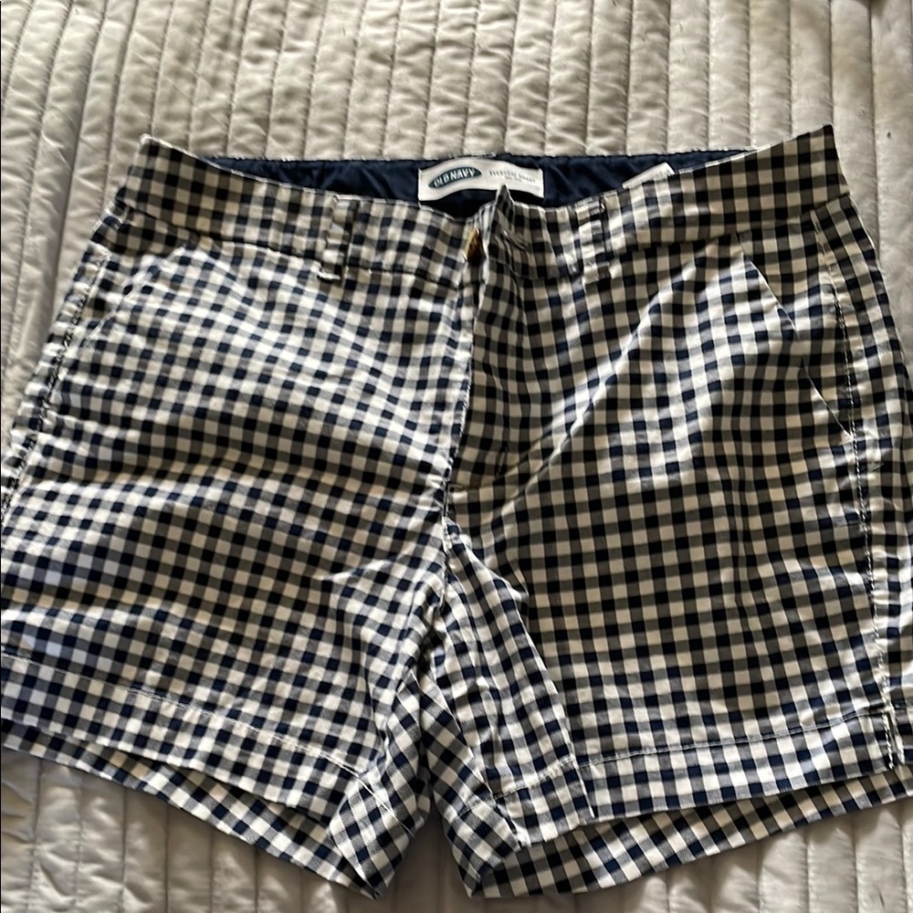 Old Navy Blue and White Gingham Flat Front Shorts